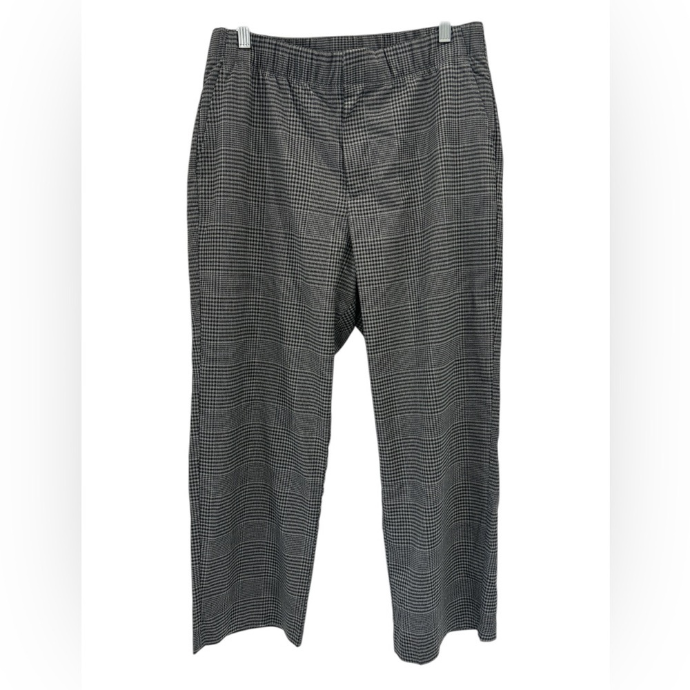 Gap Mid Rise Easy Straight-Leg Pants in Gray/Black Plaid - Size Large